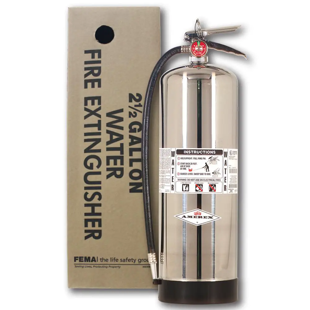 Amerex 240 Stainless 2.5 Gallon Pressurized Water Fire Extinguisher Class 2A 