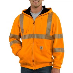Carhartt Men's Tall Large Brite Orange Polyester High Visibility Zip-Front Class 3 Thermal Sweatshirt