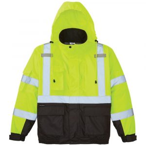 Klein Tools L High-Visibility Winter Bomber Jacket, High-Visibility Yellow on Top/ Black on Bottom