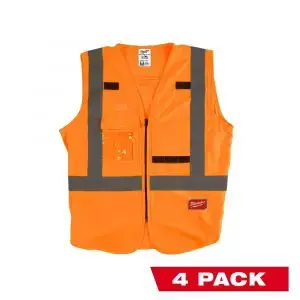 Dual Mode Meets ANSI/ISEA Standards Large 2 pockets Zip Front Coast SV400 Rechargeable Lighted High Visibility Safety Vest with Reflective Glow Stripes 2 Mic Tabs Yellow 360 Visibility 
