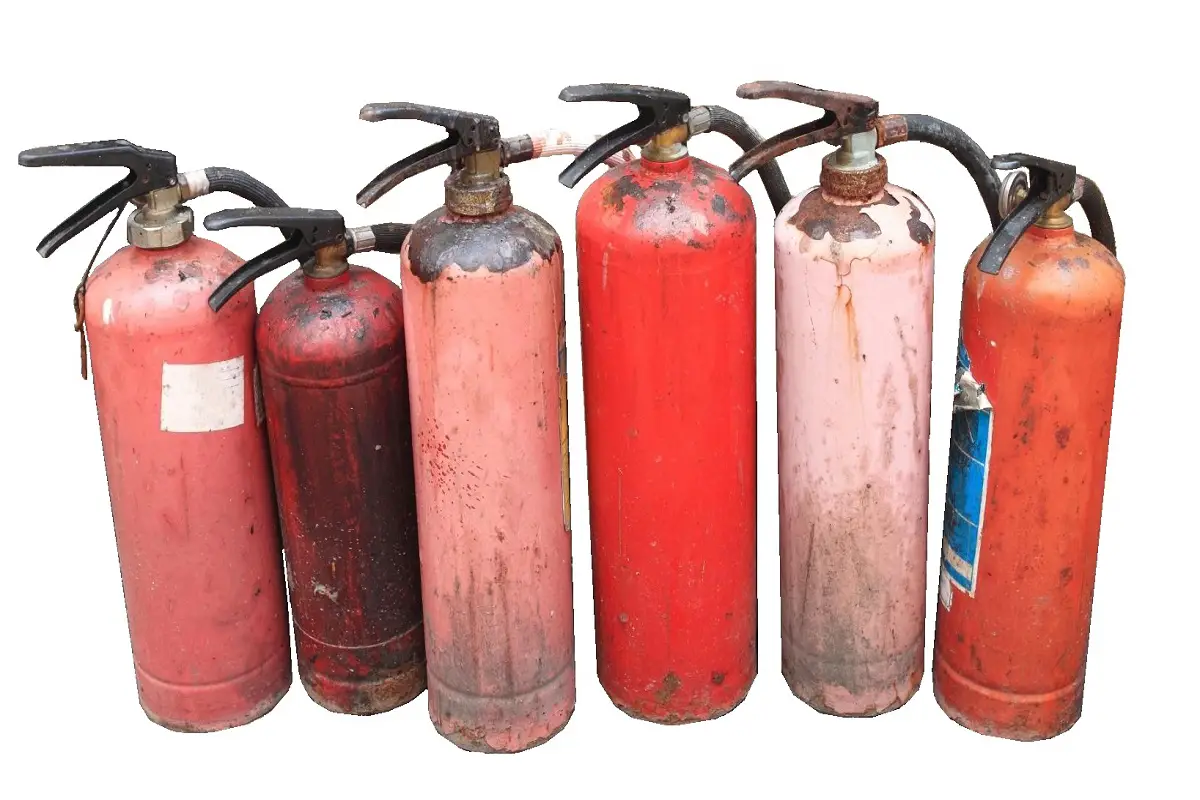 Old Red Fire Extinguishers