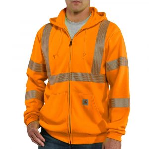 Carhartt Men's Tall Extra Large Brite Orange Polyester High Visibility Zip-Front Class 3 Sweatshirt