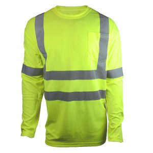 West Chester Men's ANSI Class 3 Extra-Large Hi-Visibility Long Sleeve Shirt with Reflective Tape, High Visibility Yellow