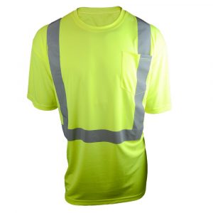 West Chester petite Men's ANSI Class 2 2X-Large Hi-Visibility Short Sleeve Shirt with Reflective Tape, High Visibility Yellow