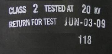 arc flash glove testing stamp