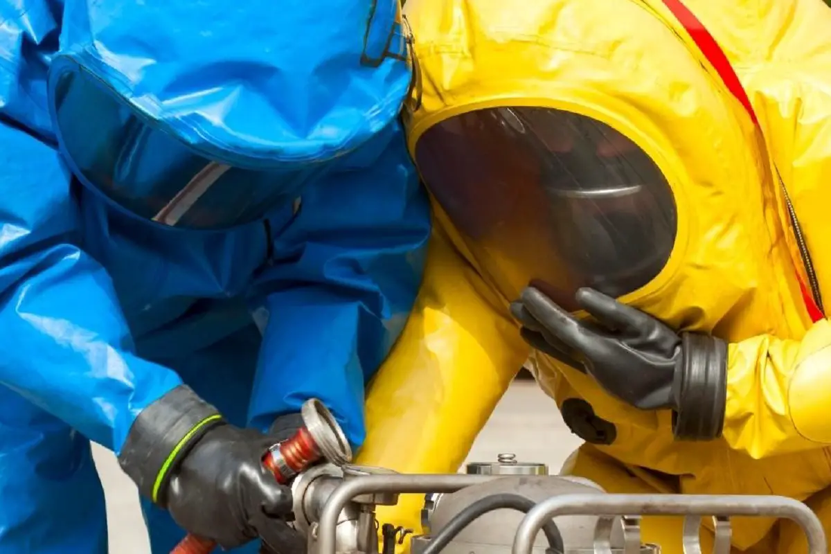 Yellow Blue Hazmat Suits