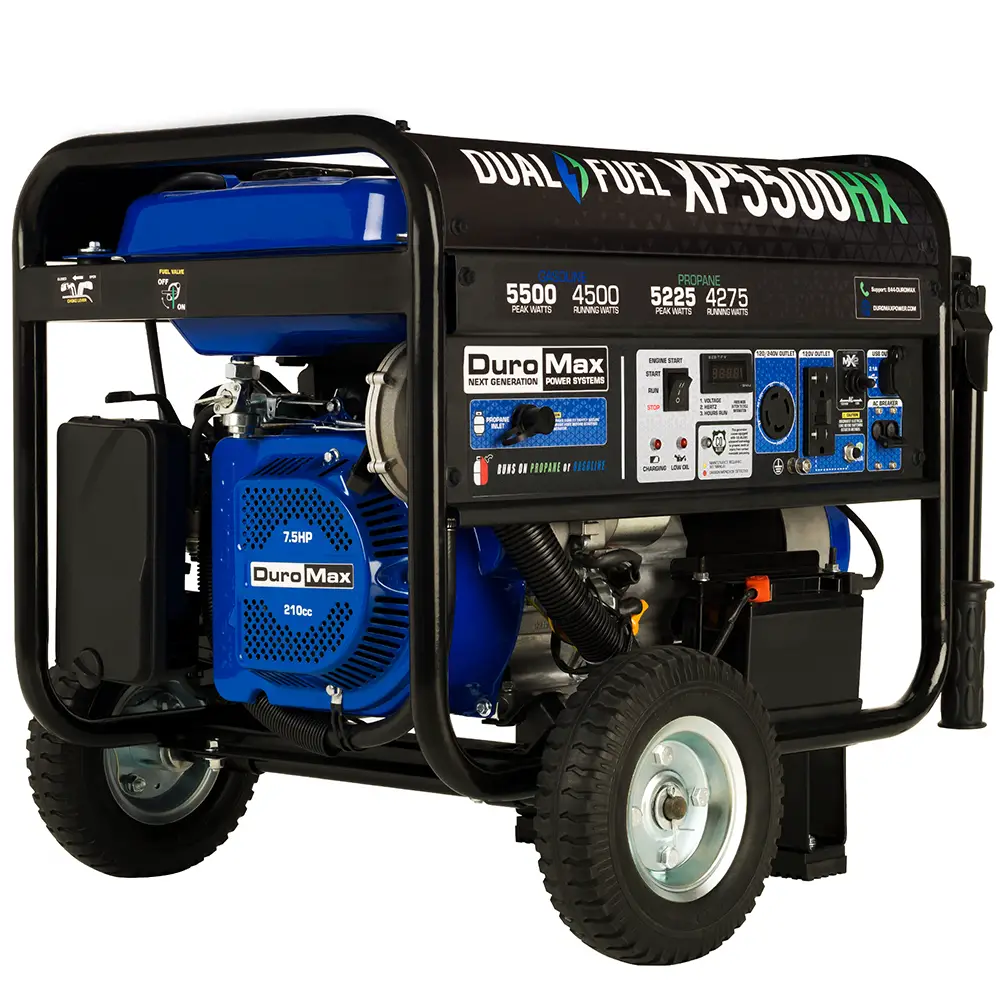 DuroMax 5,500-Watt 210cc Dual Fuel Portable Generator with CO Alert ...